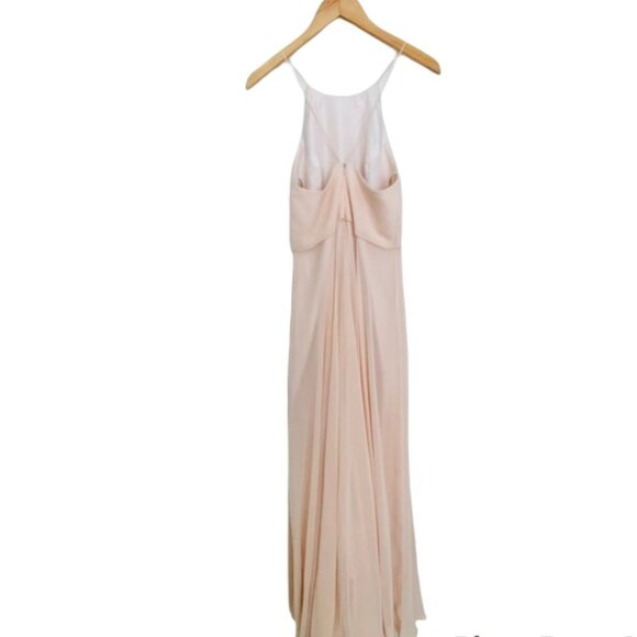 Jenny Yoo Blush Light Pink Luca Bridesmaid High Neck Maxi Dress Gown Size 8 - Picture 4 of 10